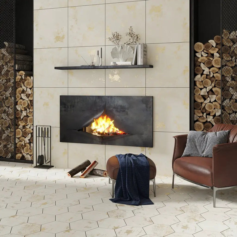 Light Beige 10x11 Natural Hexagon Porcelain Large Format Tile (17 pack, 10.06 sq ft/case) by Apollo Tile
