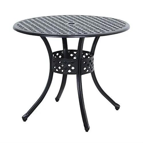 Round Metal 36-inch Outdoor Patio Table in Black Cast Aluminum by HomePacific