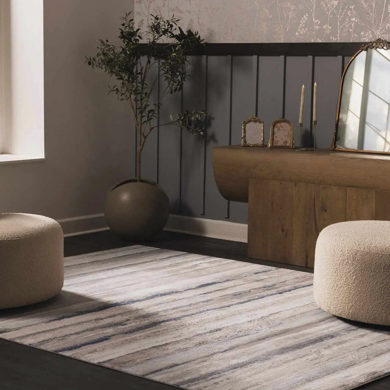 Aldavilla Abstract Striped Area Rug by Boutique Rugs