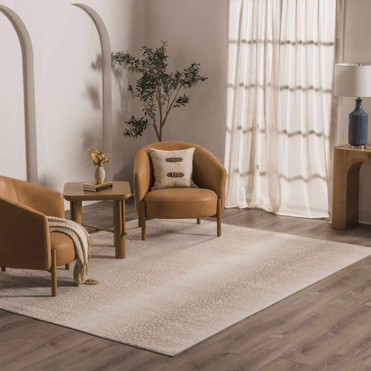 Pointblank Tan Leopard Print Rug by Boutique Rugs