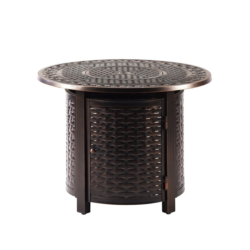 Aluminum 34-in Round Propane Fire Table with Beads, Covers and Lid by Sharicks