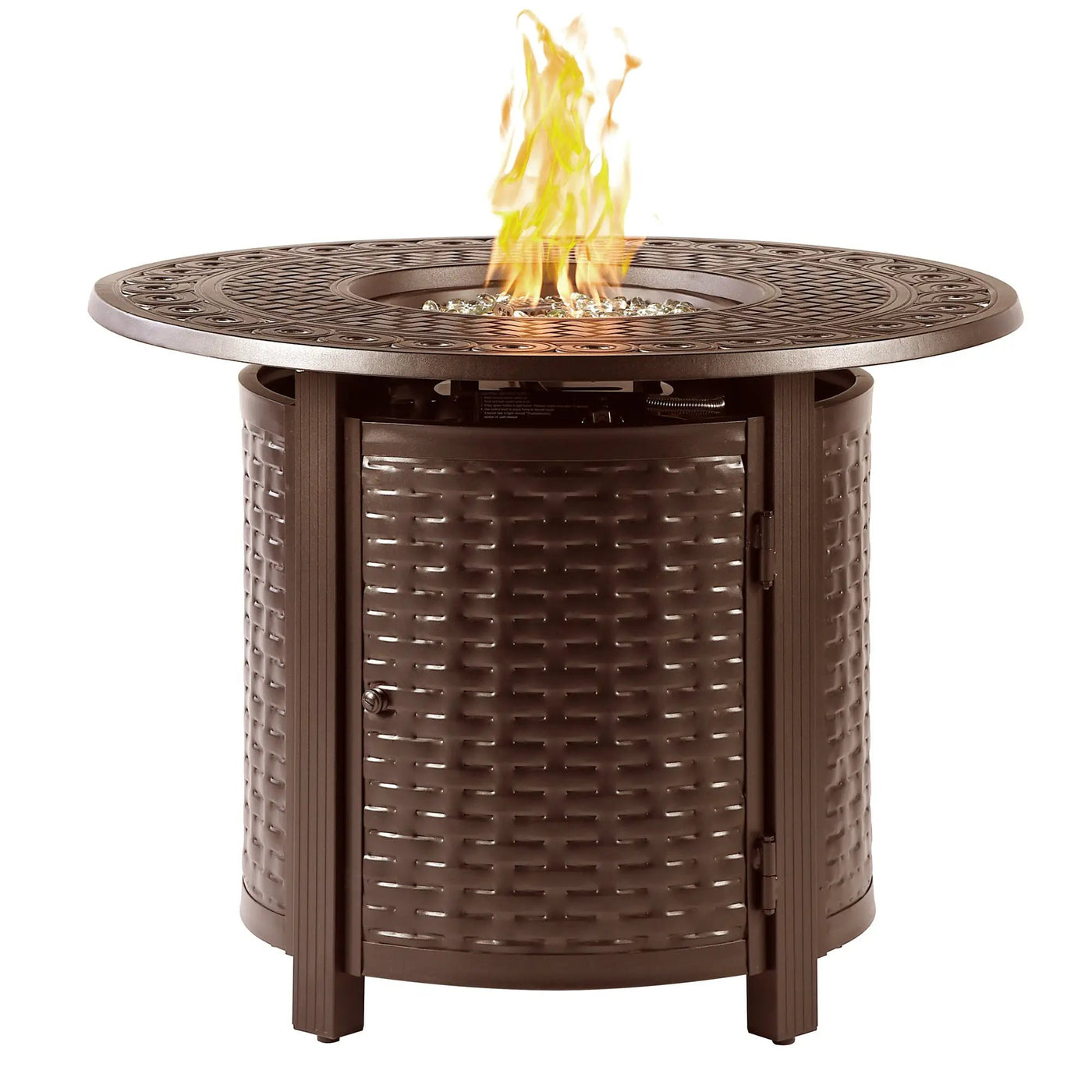 Aluminum 34-in Round Propane Fire Table with Beads, Covers and Lid by Sharicks