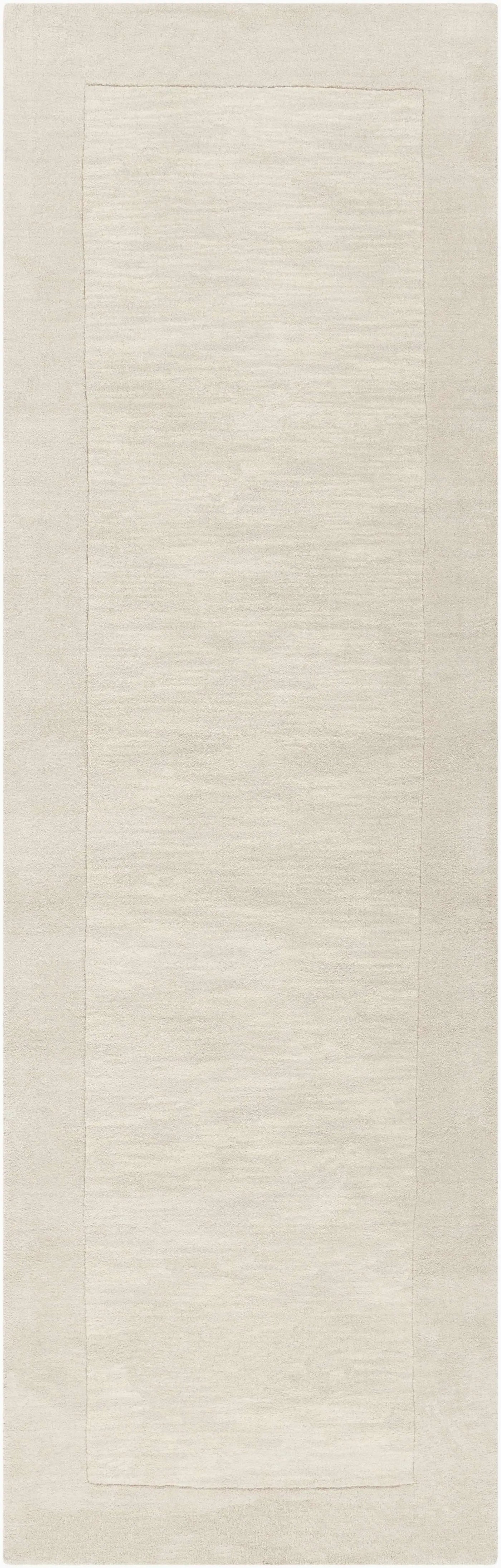 Bordered Solid Beige Cream Wool Rug by Boutique Rugs