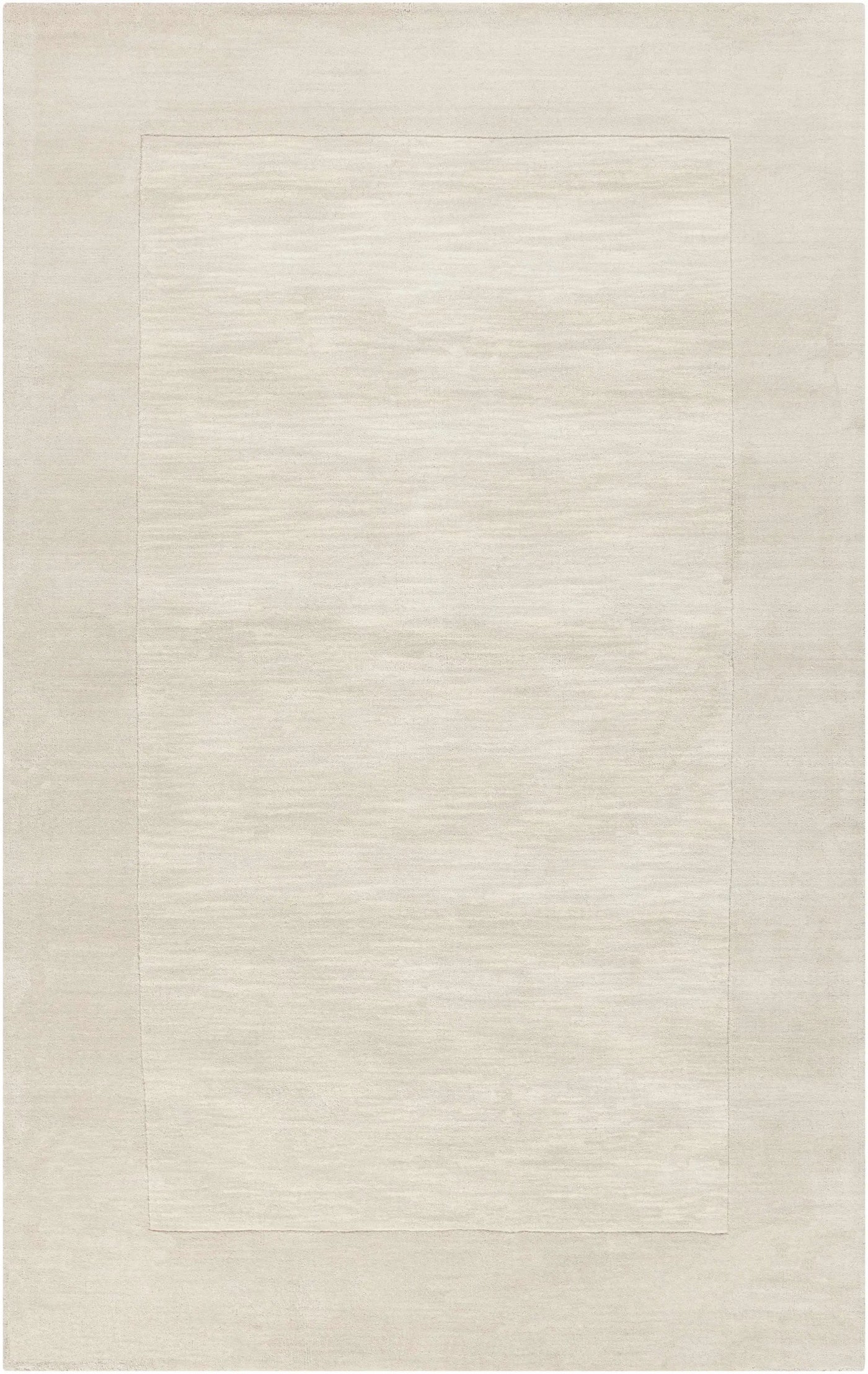 Bordered Solid Beige Cream Wool Rug by Boutique Rugs