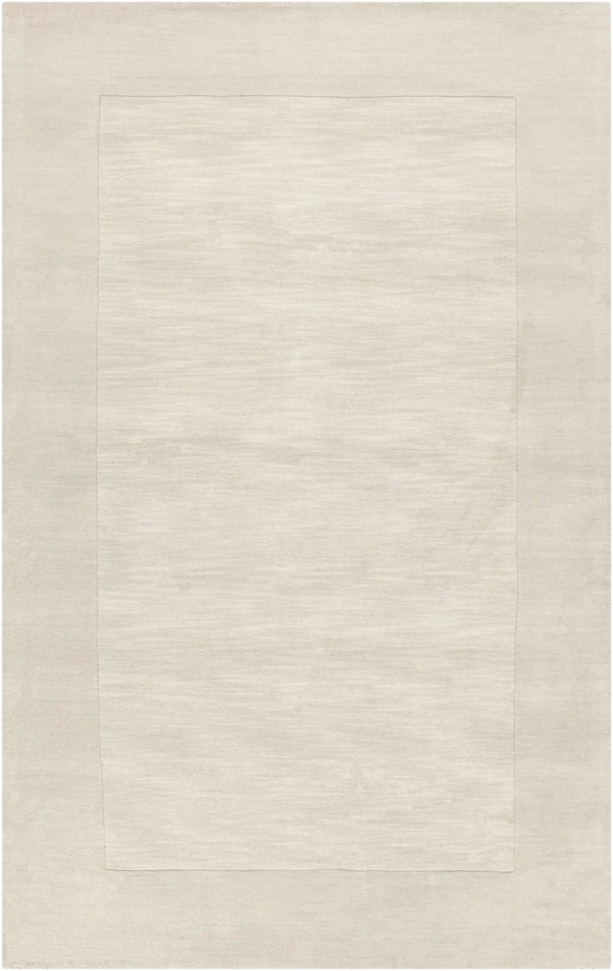 Bordered Solid Beige Cream Wool Rug by Boutique Rugs