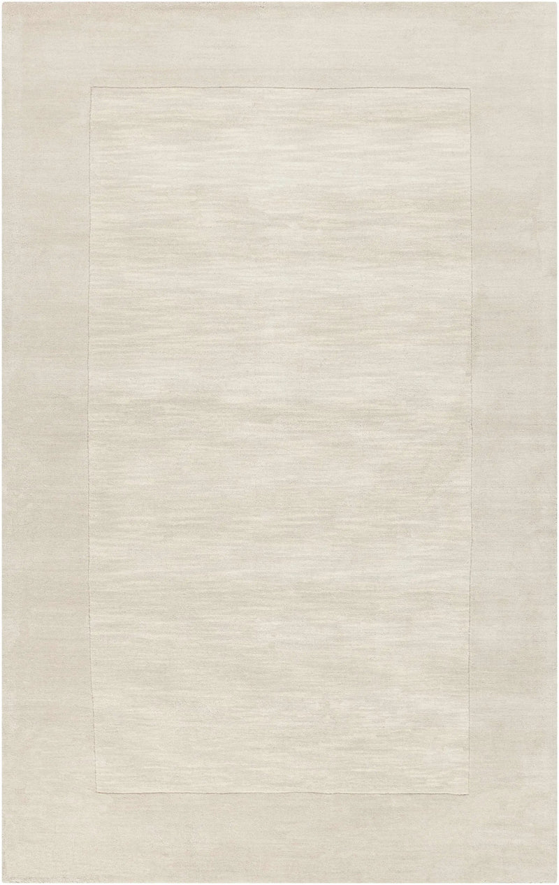 Bordered Solid Beige Cream Wool Rug by Boutique Rugs