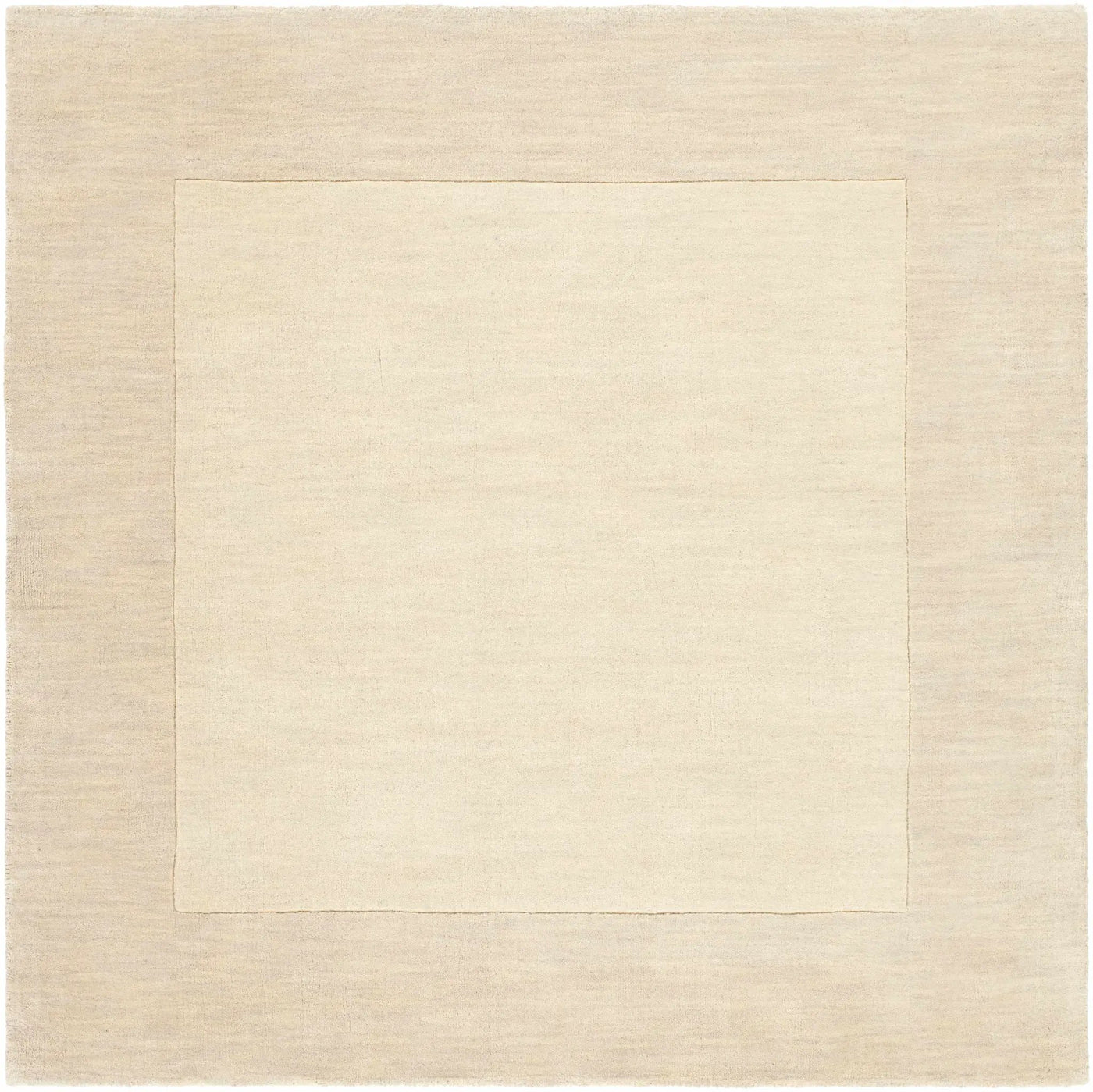 Bordered Solid Beige Cream Wool Rug by Boutique Rugs