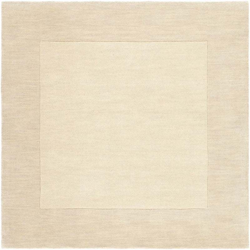 Bordered Solid Beige Cream Wool Rug by Boutique Rugs