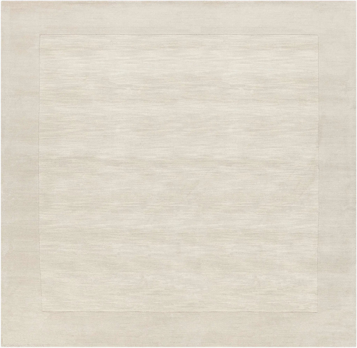 Bordered Solid Beige Cream Wool Rug by Boutique Rugs