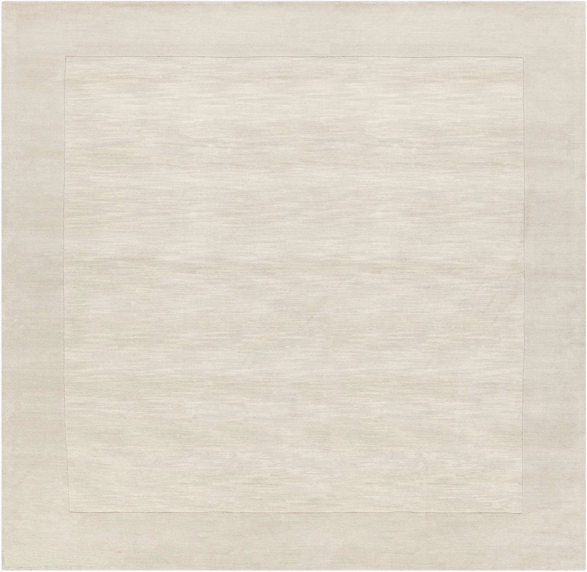 Bordered Solid Beige Cream Wool Rug by Boutique Rugs