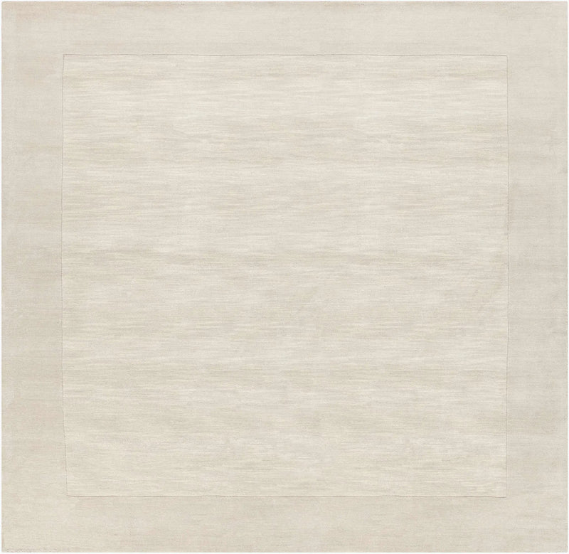 Bordered Solid Beige Cream Wool Rug by Boutique Rugs