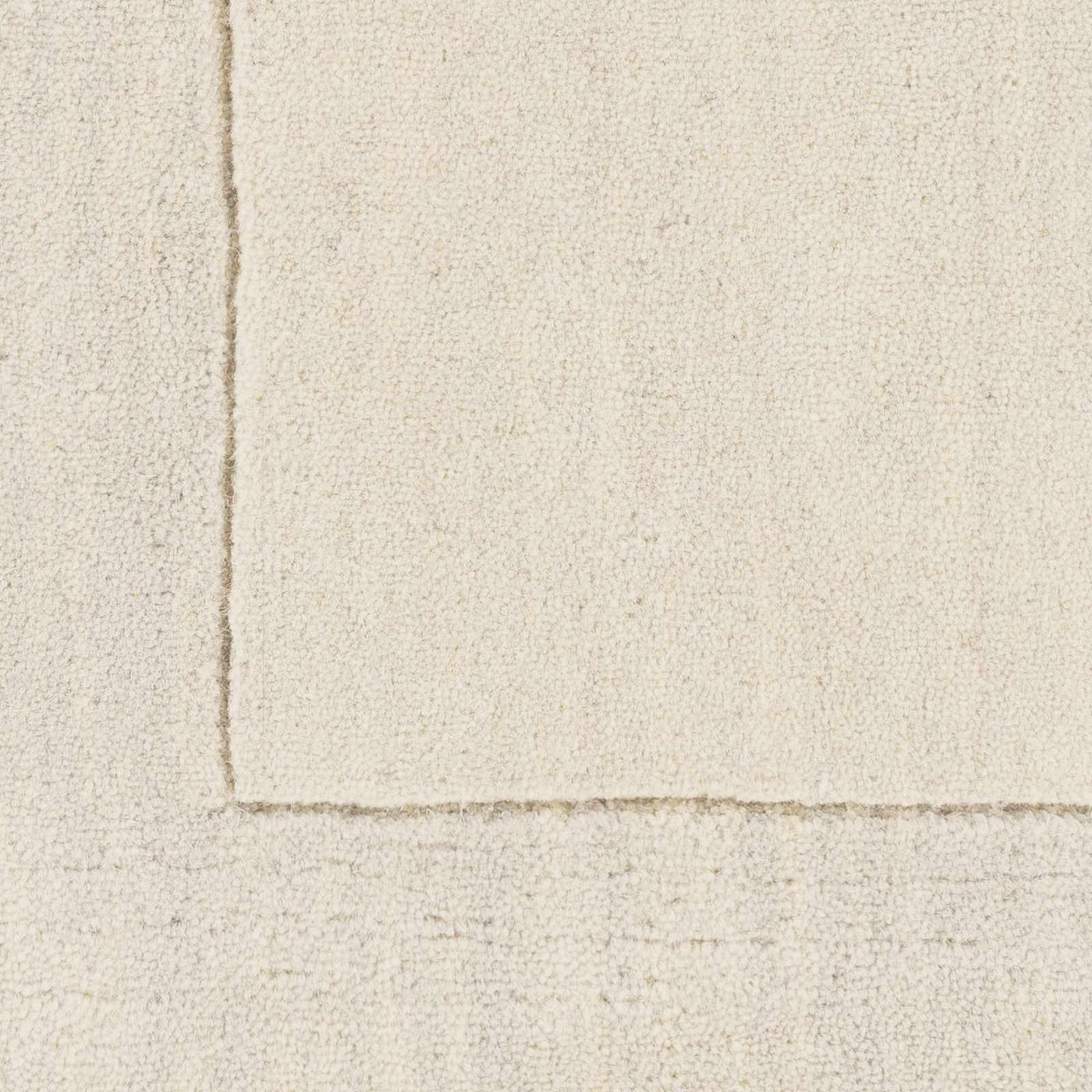 Bordered Solid Beige Cream Wool Rug by Boutique Rugs