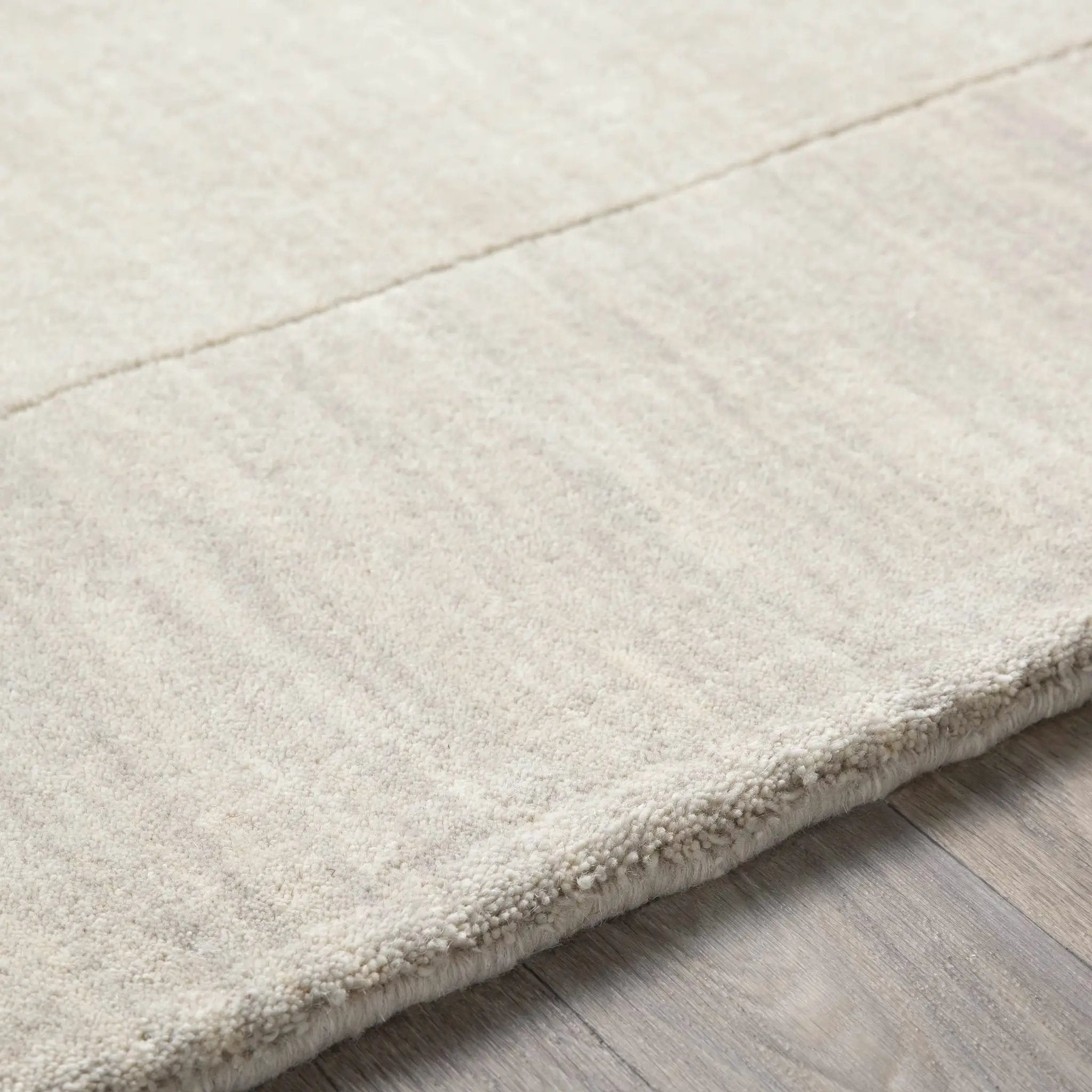 Bordered Solid Beige Cream Wool Rug by Boutique Rugs