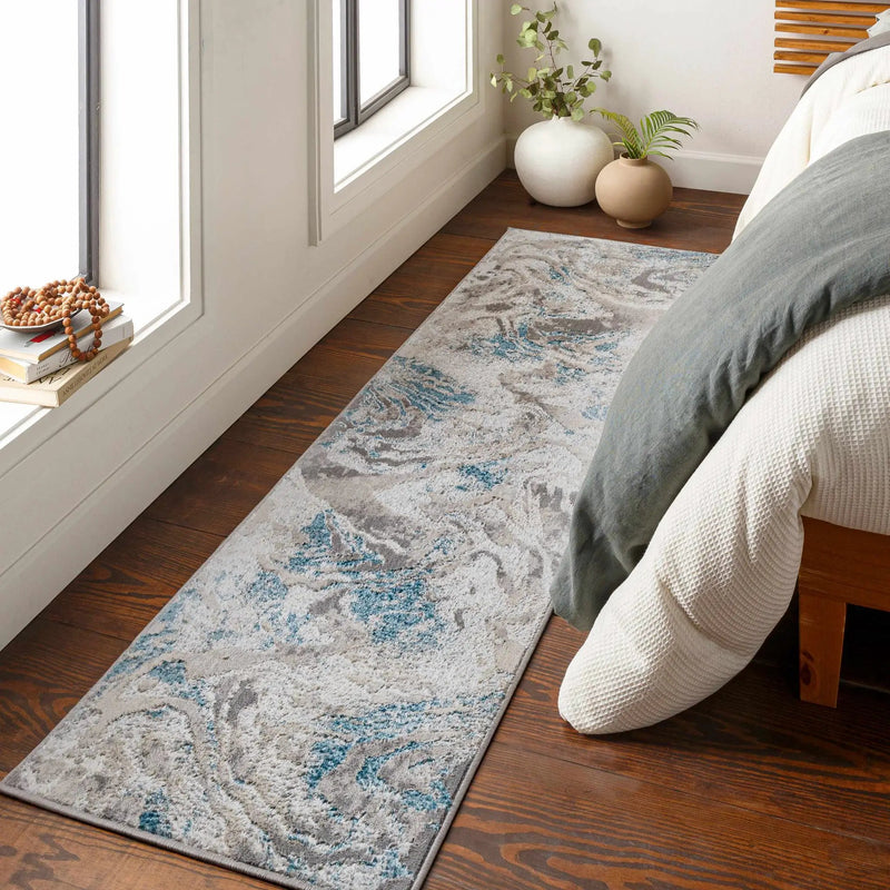 Rosthern Blue Marble Rug - Clearance by Boutique Rugs