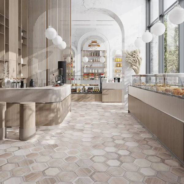 Light Brown 10x10 Matte Hexagon Porcelain Tile (20 pack, 10.43 sq ft/case), photo 2 of 4