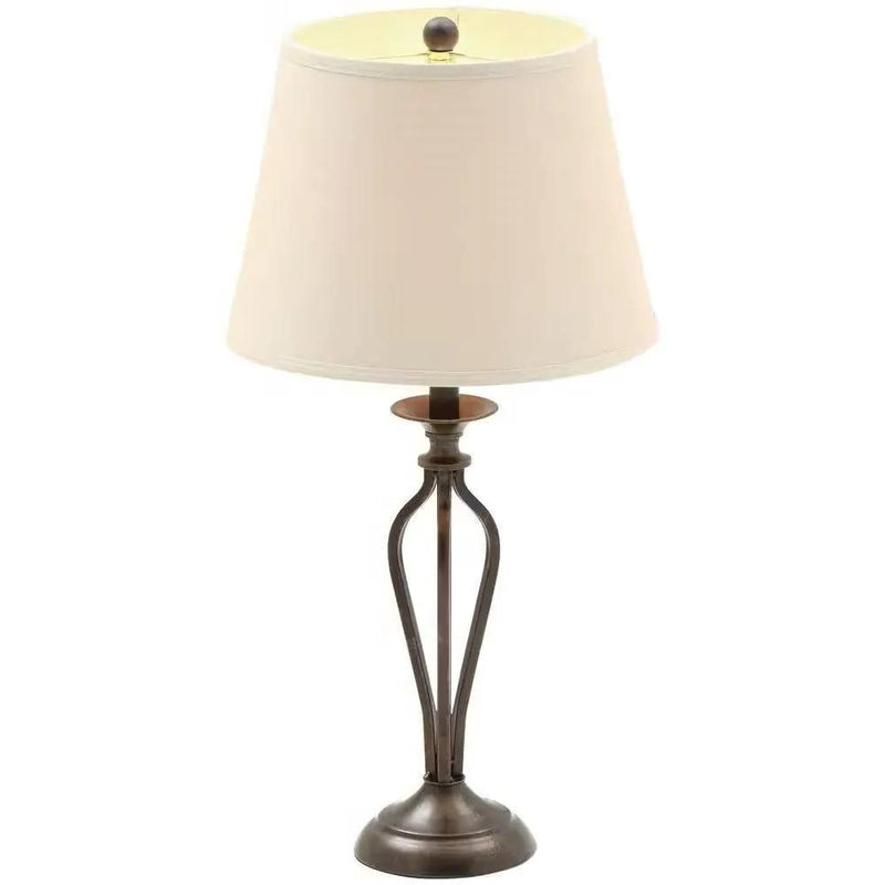 Traditional Bronze Metal Finish Table Lamp with Beige Linen Shade by HomePacific