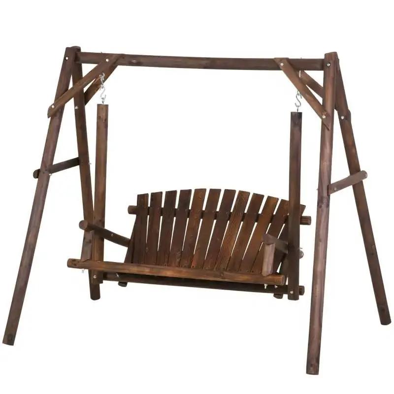 FarmHouse Log A-Frame 2-Seat Wooden Swing Bench by HomePacific