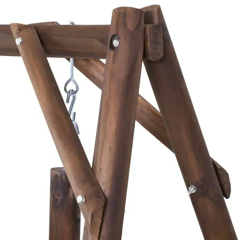 FarmHouse Log A-Frame 2-Seat Wooden Swing Bench by HomePacific