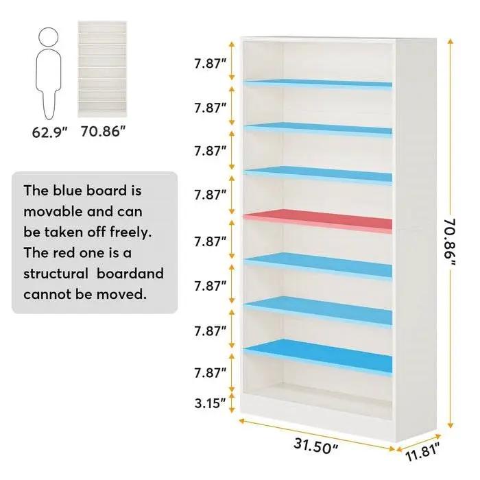Modern 8-Shelf Shoe Rack Shelving Unit for Closet Storage in White Wood Finish by HomePacific
