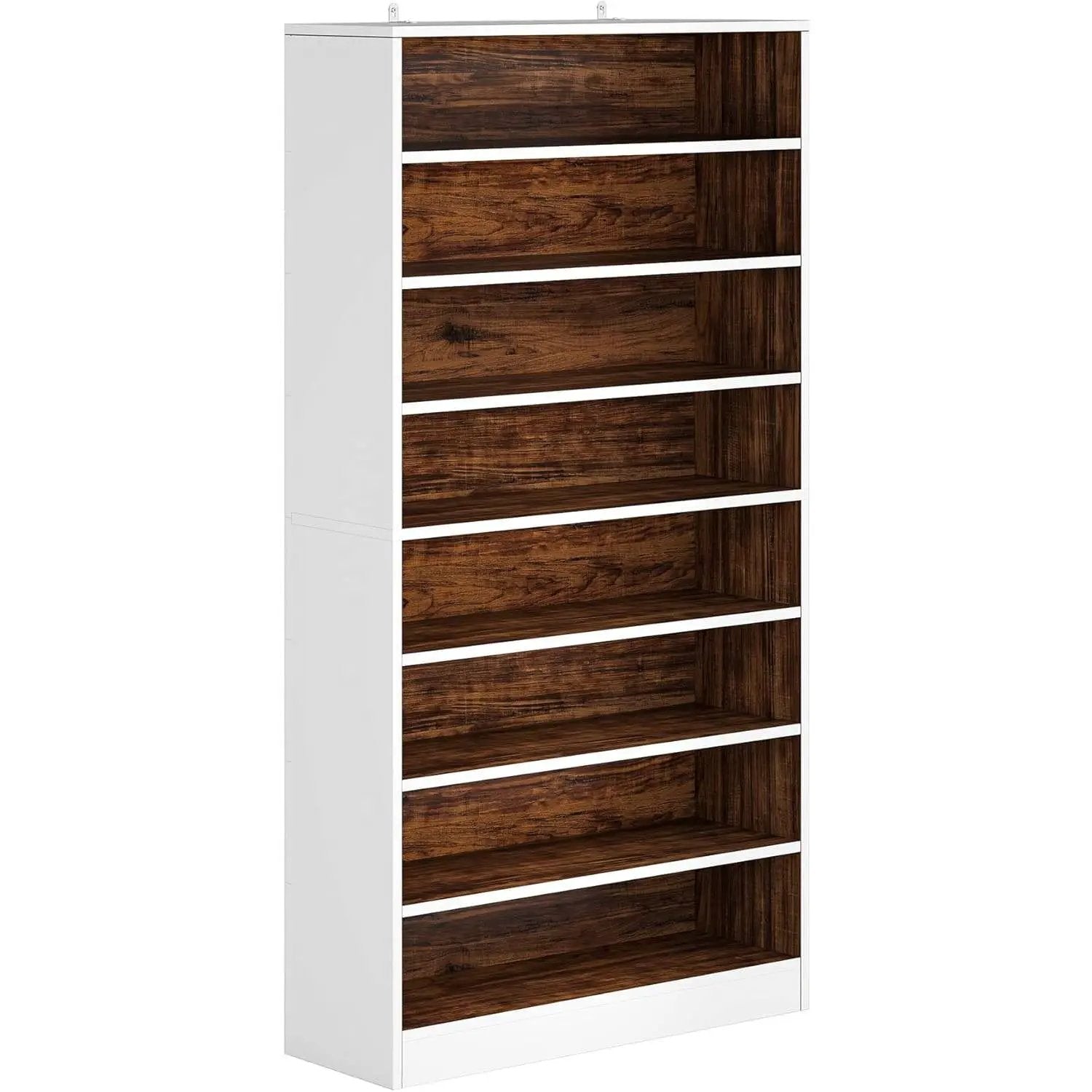9 Tier White/Brown Wood Shoe Storage Cabinet, Holds Up To 45 Pairs by HomePacific