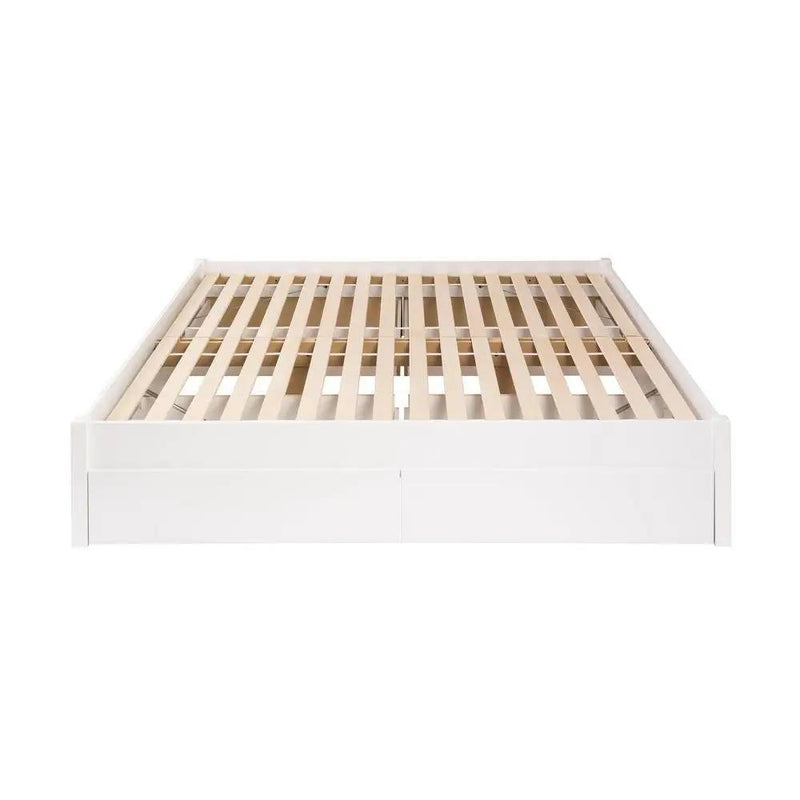 King Size 4 Drawer Storage White Wooden 4 Post Platform Bed Frame by HomePacific