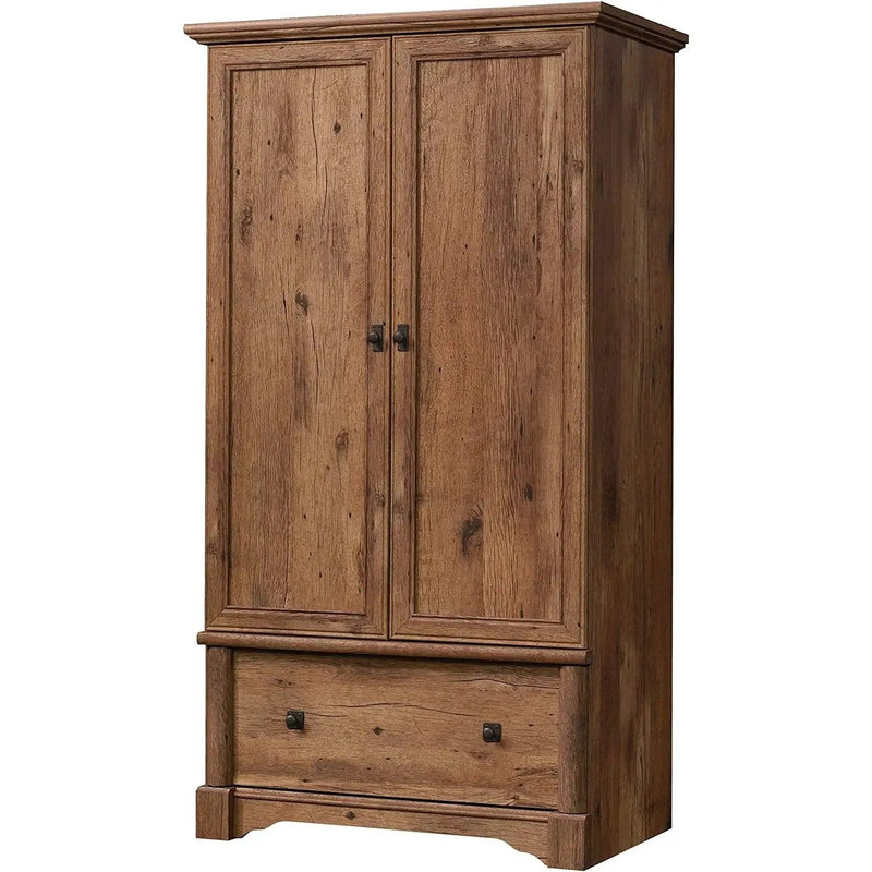 Rustic Oak Drawer and Garment Rod Wardrobe Armoire by HomePacific