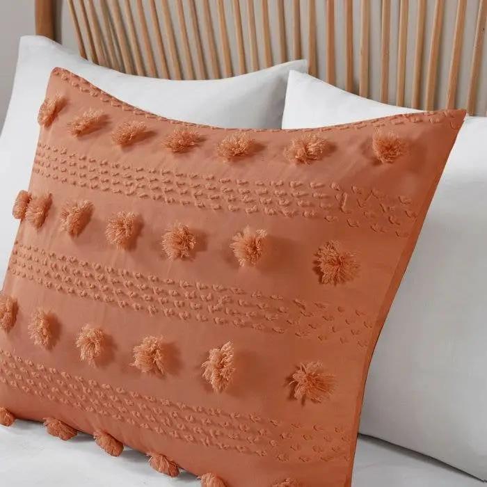 Twin/Twin XL 2-Piece Rust Orange Pompom Microfiber Comforter Set by HomePacific