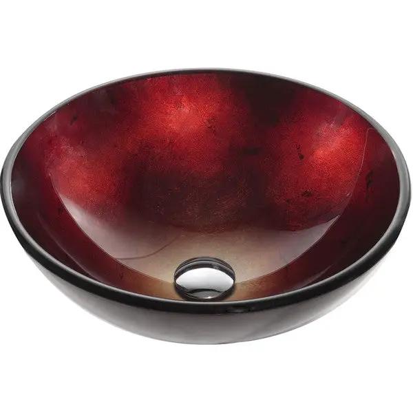 Round Red Tempered Glass Bowl Shape Vessel Bathroom Sink by HomePacific