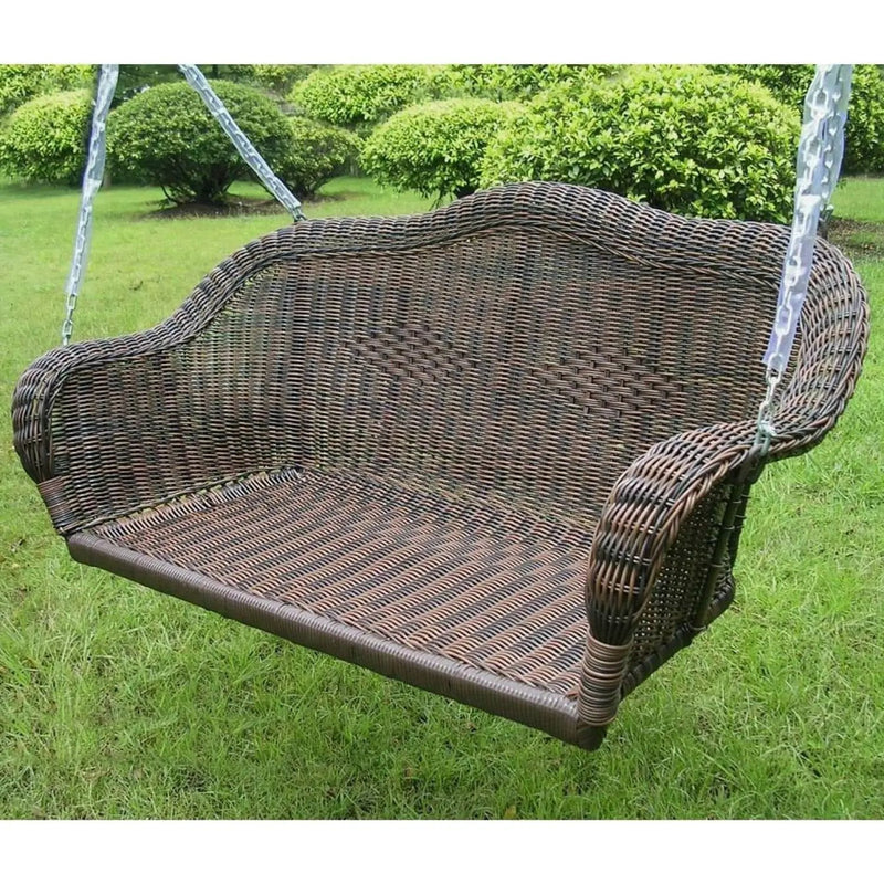 Brown Resin Wicker Porch Swing with 4-ft Hanging Chain by HomePacific