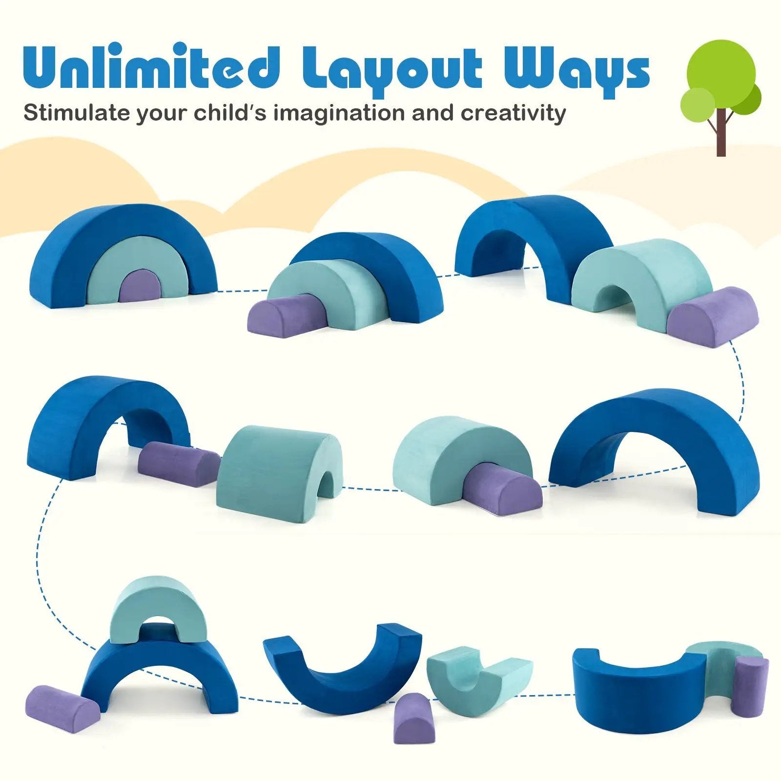 Rainbow Arc Climber Playset Foam Climbing Blocks with Machine Washable Covers-Multicolor by DirectDeals