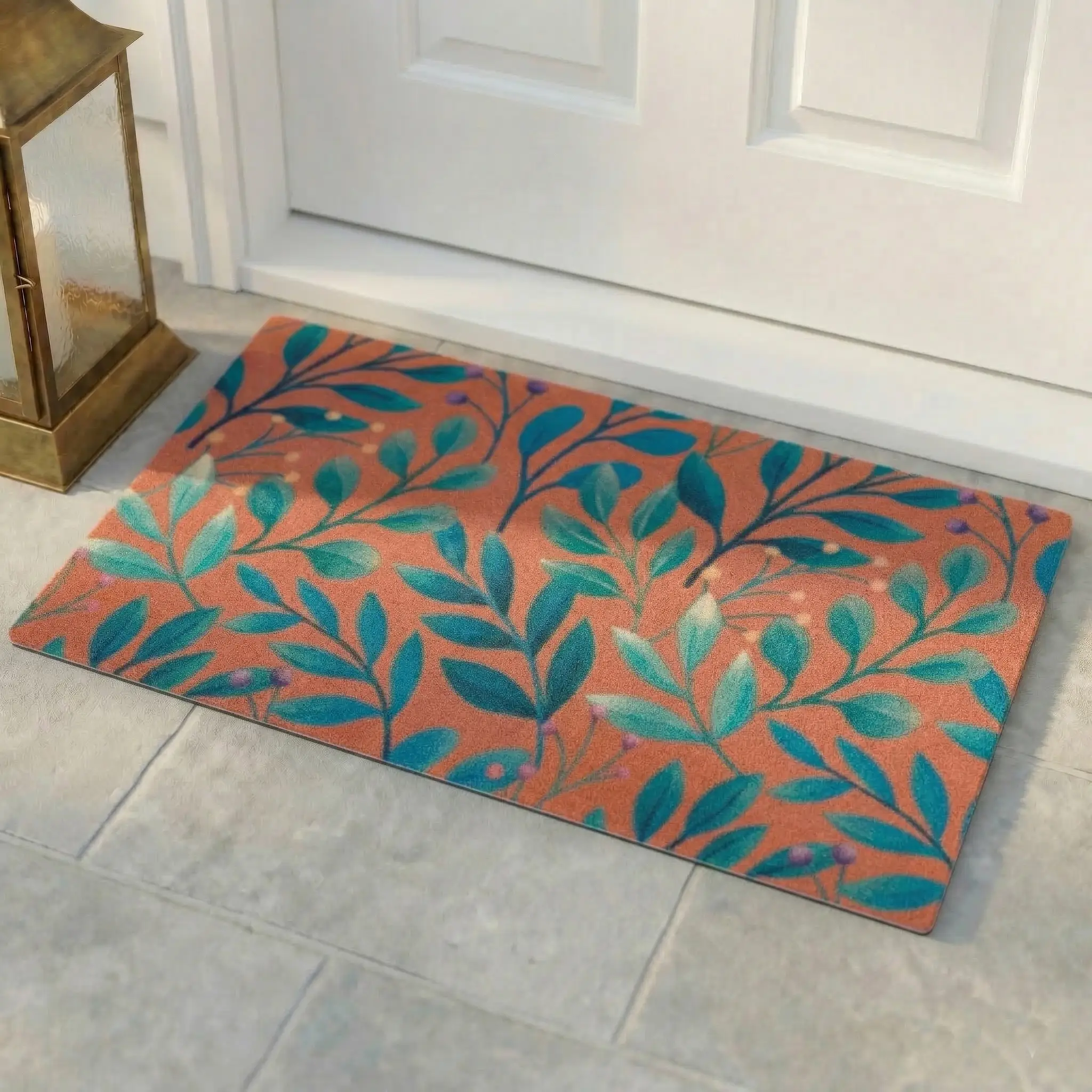 Rainforest Peach Outdoor Doormat – 18" x 30" Non-Slip, Nylon by Fab Habitat
