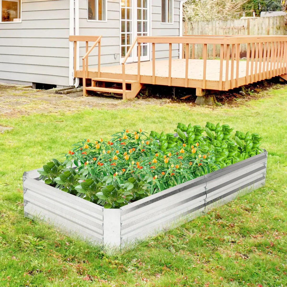 Metal Galvanized Raised Garden Bed with Open-Ended Base by DirectDeals