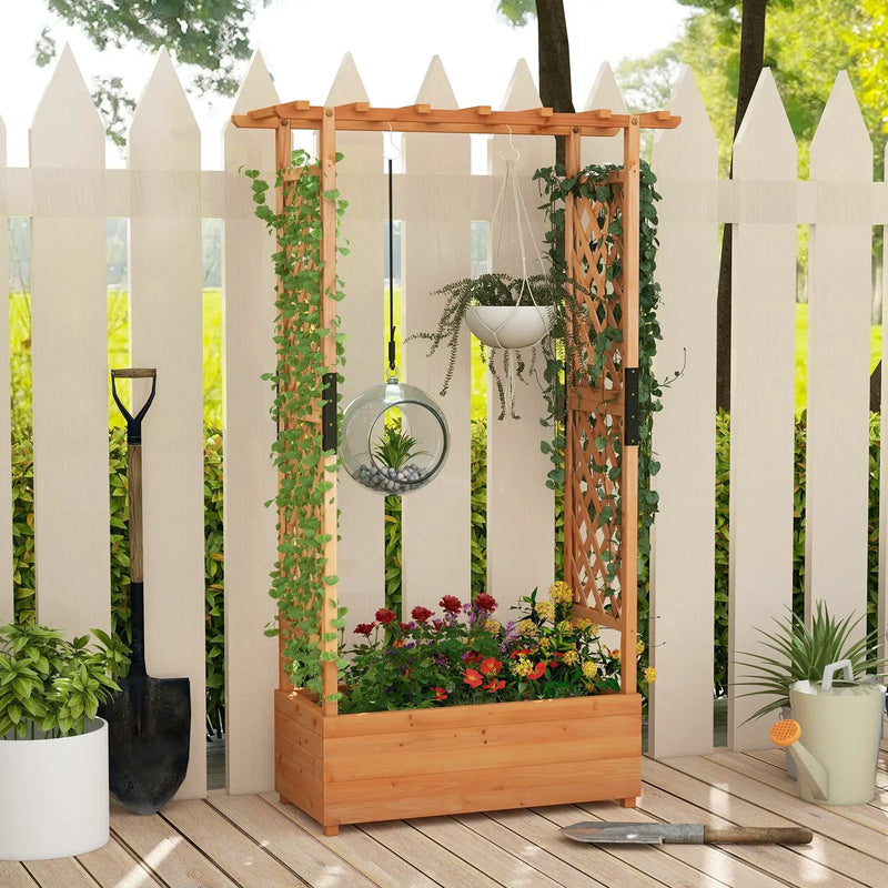 Raised Garden Bed with Arch Trellis-Orange by DirectDeals