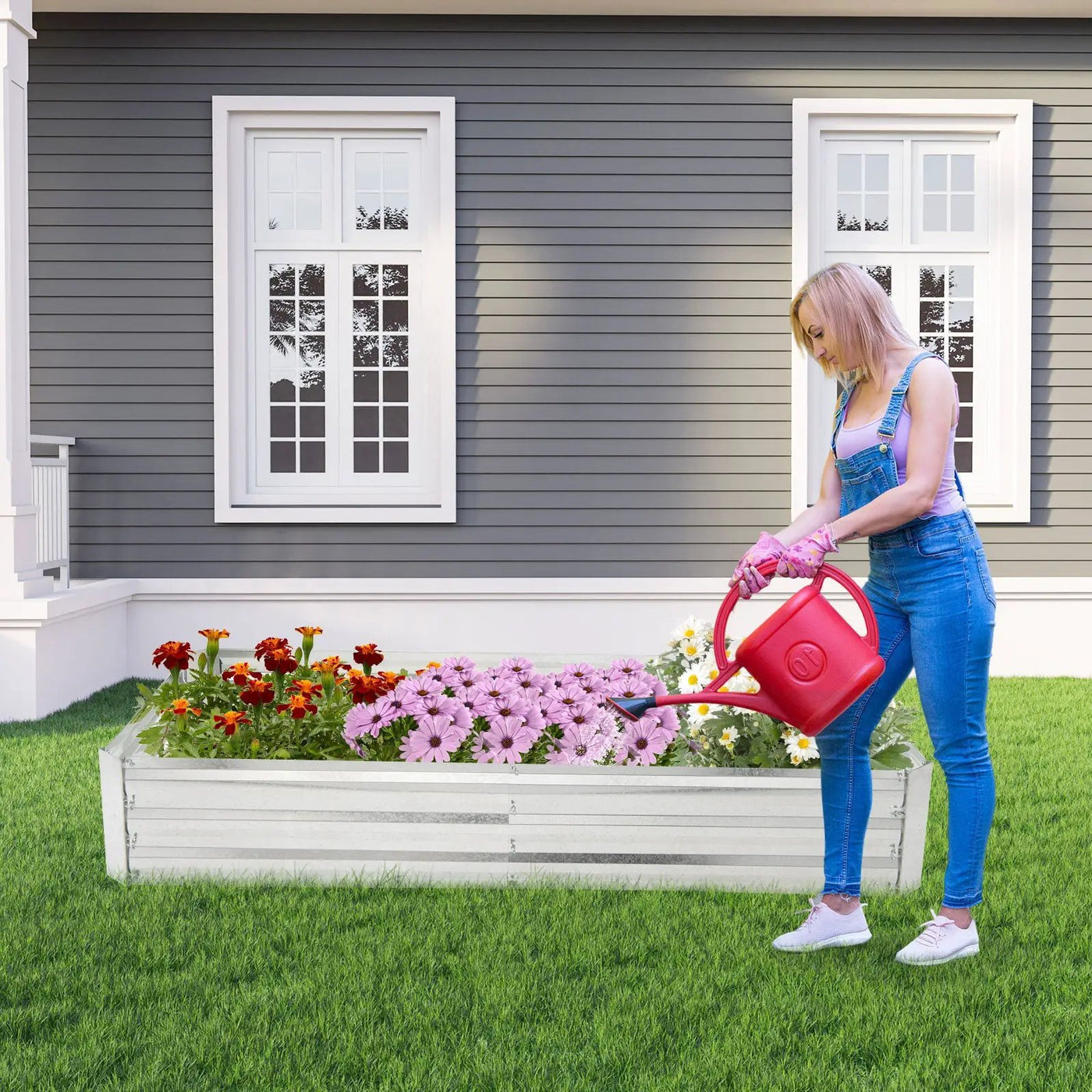 Metal Galvanized Raised Garden Bed with Open-Ended Base by DirectDeals