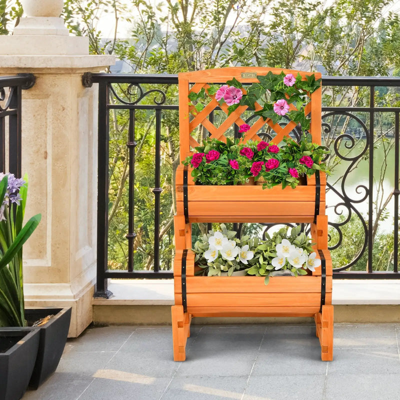 2-Tier Raised Garden Bed with Trellis and Planter Boxes by DirectDeals
