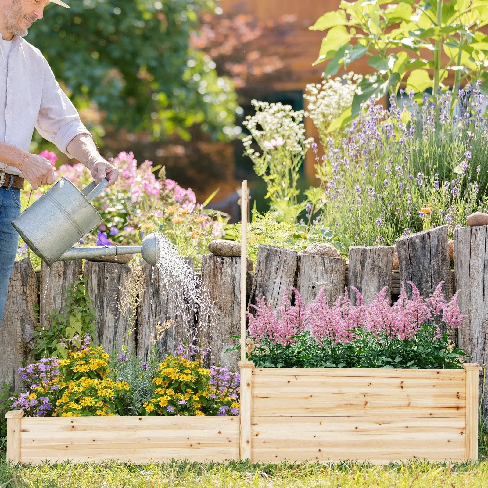 Raised Garden Bed with Trellis-Natural by DirectDeals