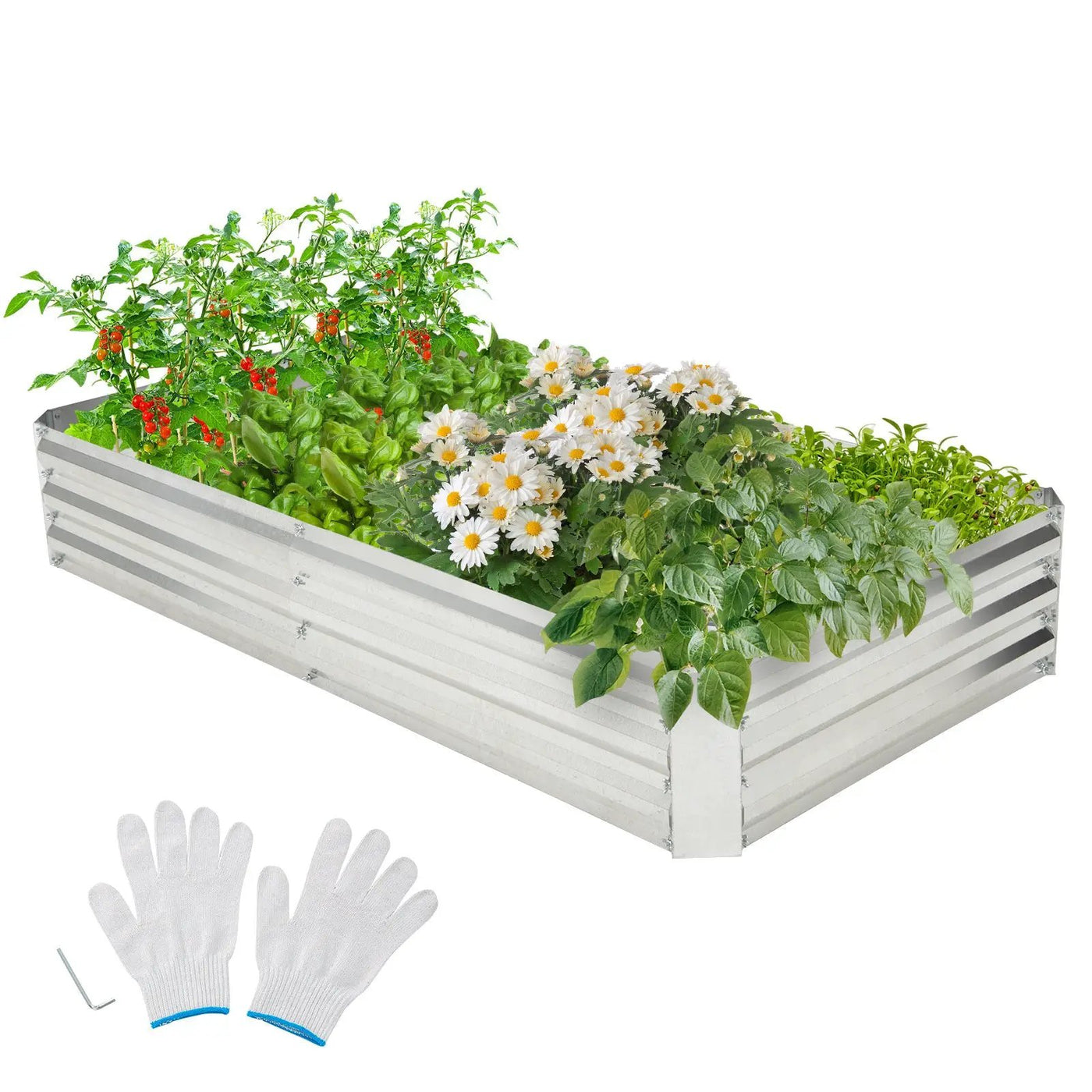 Metal Galvanized Raised Garden Bed with Open-Ended Base by DirectDeals