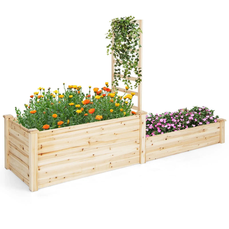 Raised Garden Bed with Trellis-Natural by DirectDeals