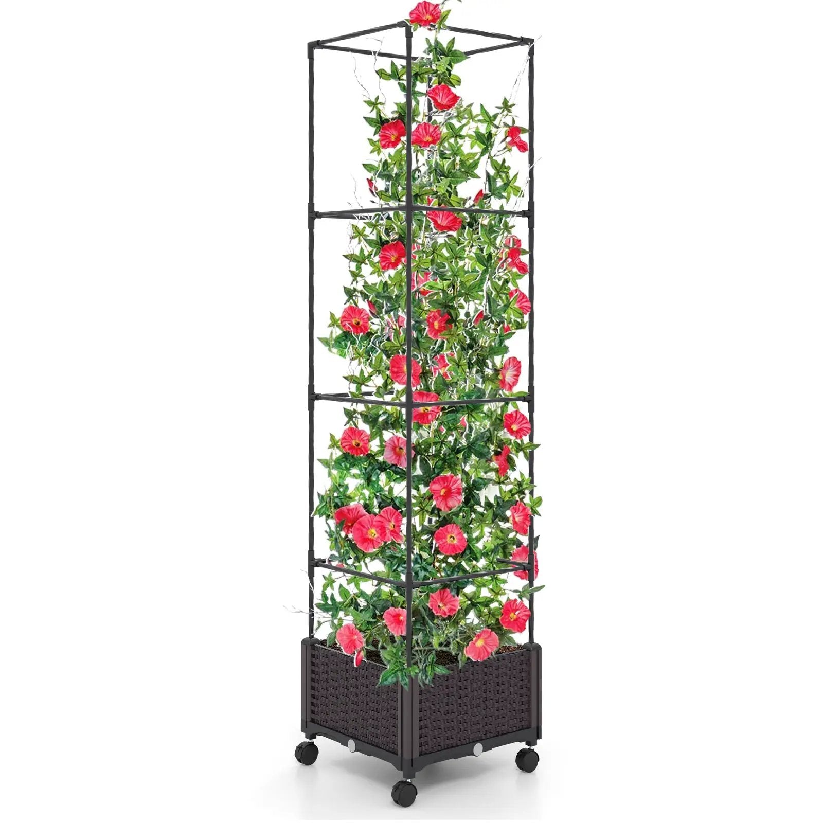 67 Inches Raised Garden Bed with Planter Box and Trellis by DirectDeals