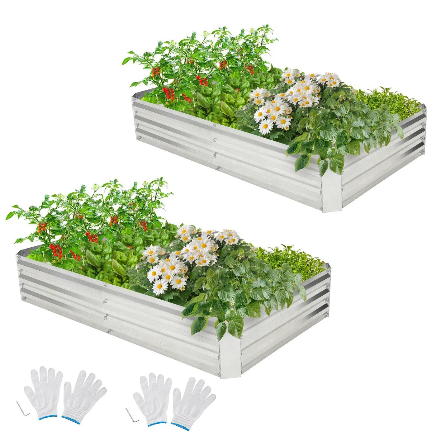 Metal Galvanized Raised Garden Bed with Open-Ended Base by DirectDeals