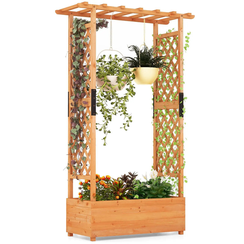 Raised Garden Bed with Arch Trellis-Orange by DirectDeals