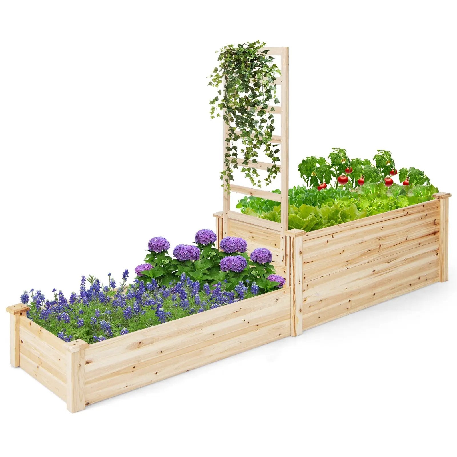 Raised Garden Bed with Trellis-Natural by DirectDeals