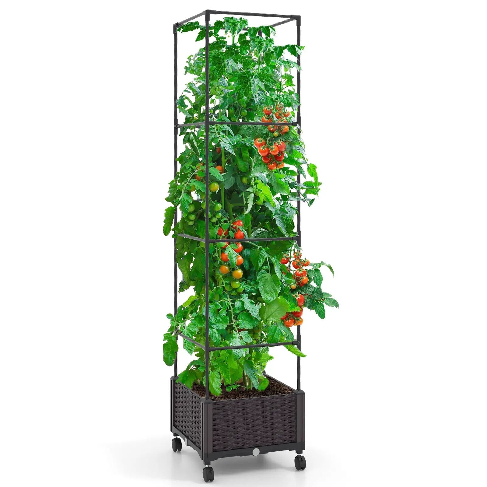 67 Inches Raised Garden Bed with Planter Box and Trellis by DirectDeals