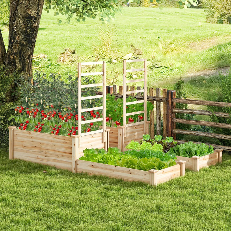 Raised Garden Bed with Trellis-Natural by DirectDeals