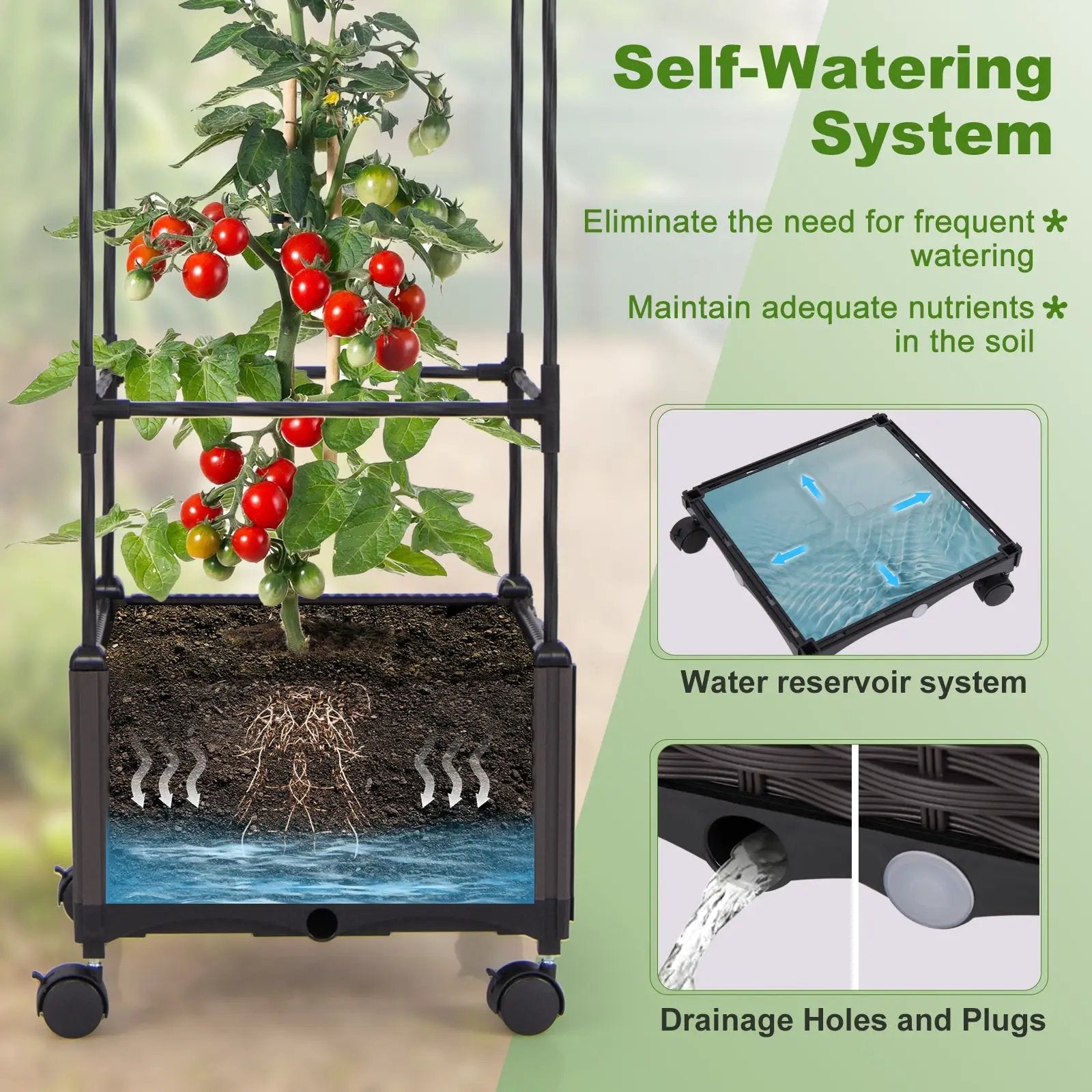 67 Inches Raised Garden Bed with Planter Box and Trellis by DirectDeals