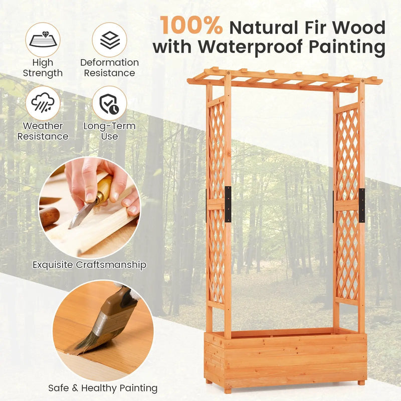 Raised Garden Bed with Arch Trellis-Orange by DirectDeals