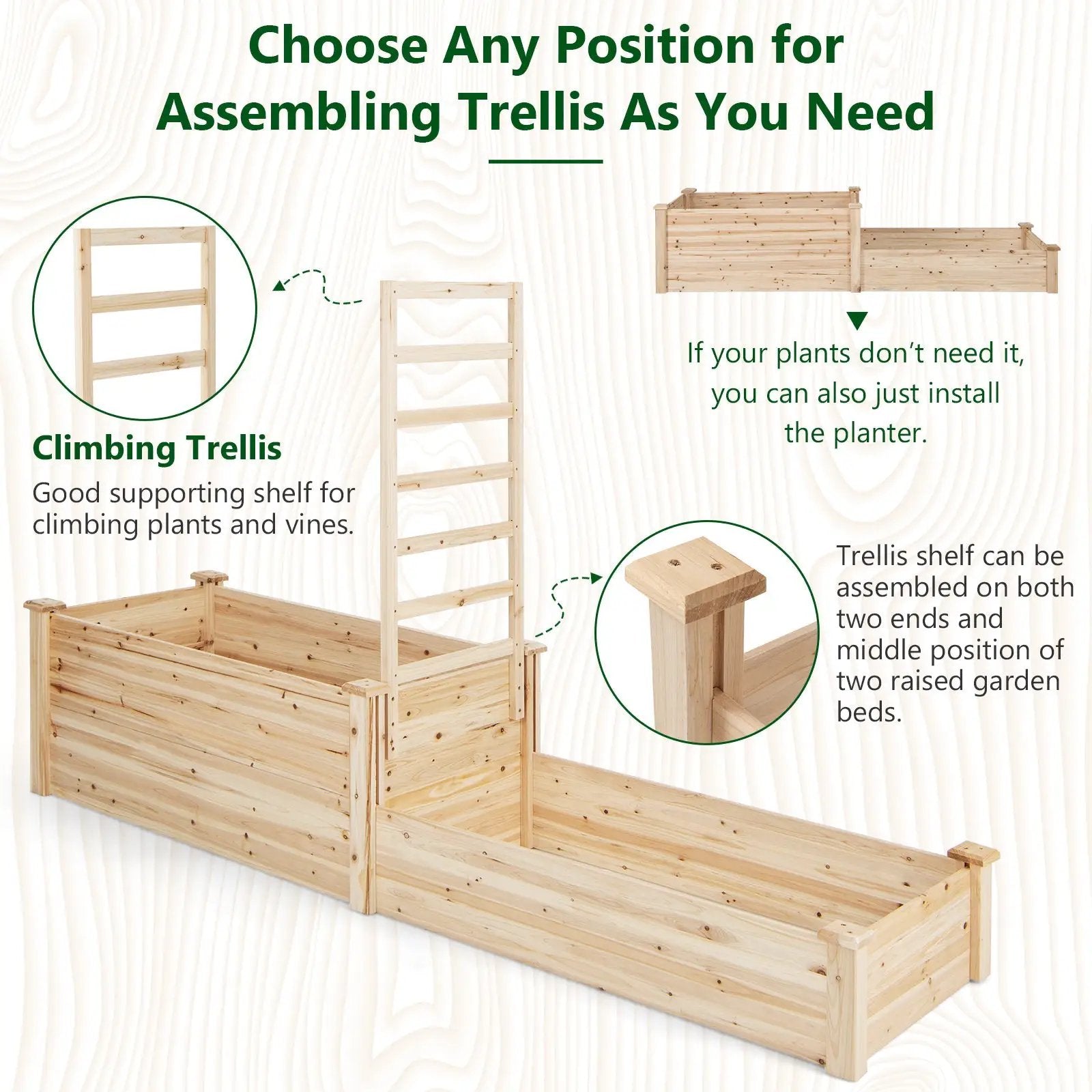 Raised Garden Bed with Trellis-Natural by DirectDeals