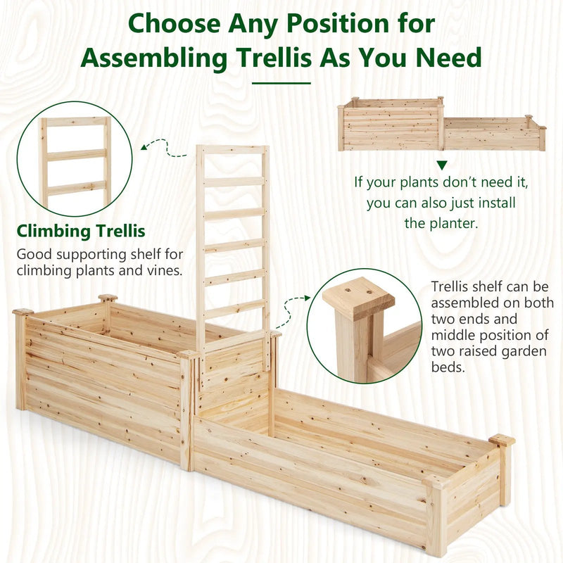 Raised Garden Bed with Trellis-Natural by DirectDeals