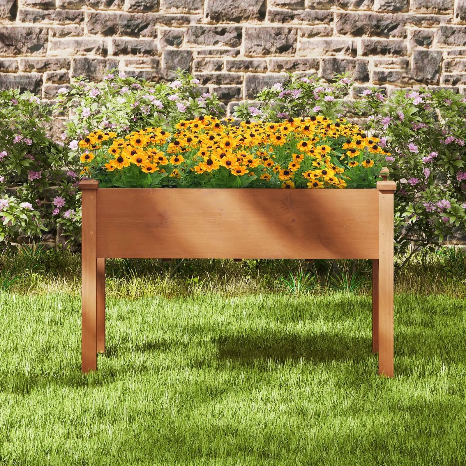 Raised Garden Bed with Legs and Drainage Holes for Backyard-Brown by DirectDeals