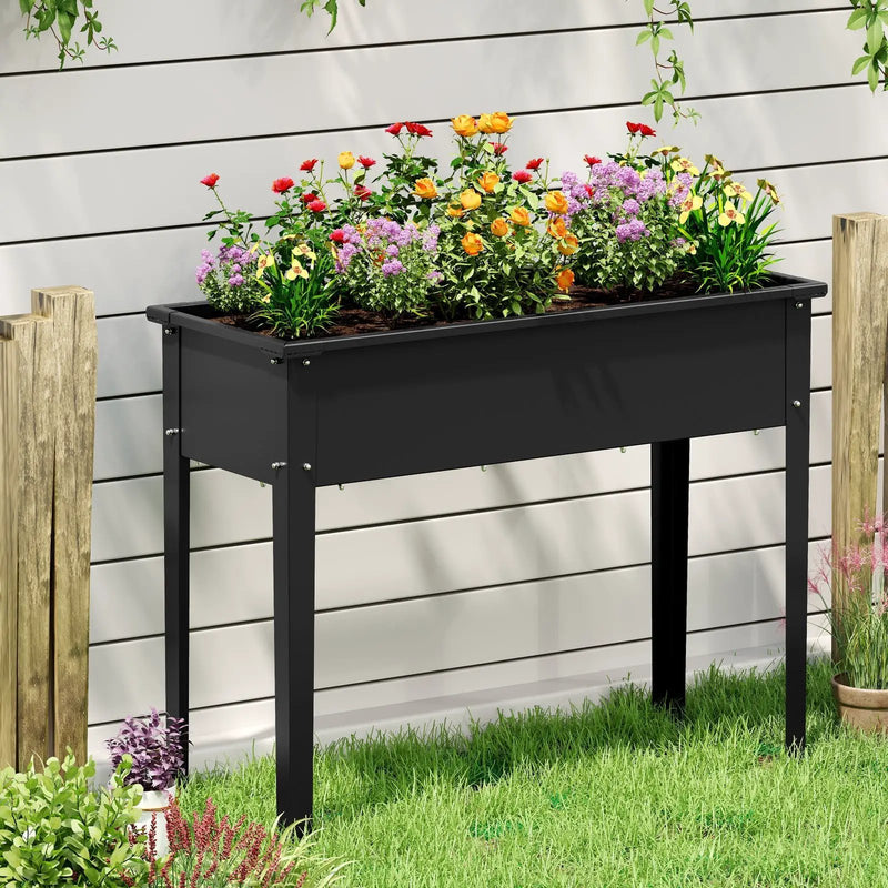 Raised Garden Bed Elevated Metal Planter Box with Legs Drainage Holes by DirectDeals